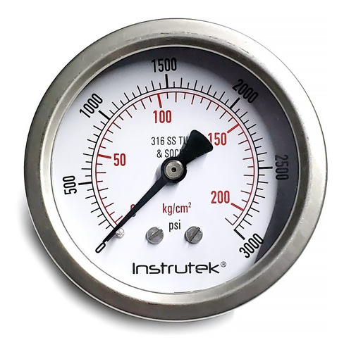 [635103000] Manómetro 2.5", acero inoxidable, 1/4" NPT, posterior, 3000 psi-kg/cm2