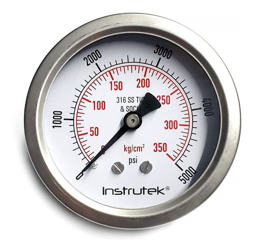 [635105000] Manómetro 2.5", acero inoxidable, 1/4" NPT, posterior, 5000 psi-kg/cm2