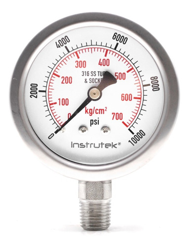 [6355010000] Manómetro 2.5", acero inoxidable, 1/4" NPT, inferior, 10000 psi-kg/cm2