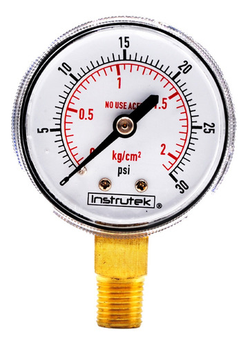 [51600N30] Manómetro 2", oxígeno y acetileno, 1/4" NPT, inferior, 30 psi-kg/cm2