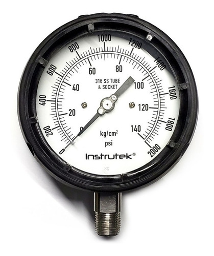 [1157002000] Manómetro 4.5", fenólico, 1/2" NPT, inferior, 2000 psi-kg/cm2