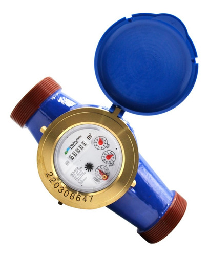 [IX3050] Medidor de agua tipo chorro múltiple, cuerpo de hierro, extremos roscados de 2", incluye los conectores de latón