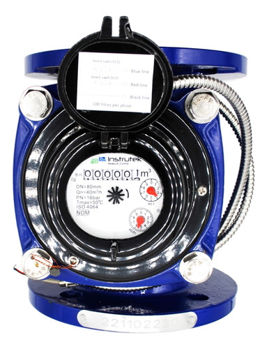[WDN80] Medidor de agua tipo turbina, cuerpo de hierro fundido con registro hermético y transmisión magnética. Extremos en 3", bridas ANSI.