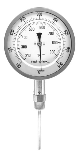 [50100040100500] Termómetro 5 pulgadas, inferior, 1/2" NPT, vástago 4", rango 100 a 500 C-F