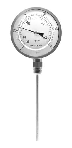 [501000900100] Termómetro 5 pulgadas, inferior, 1/2" NPT, vástago 9", rango 0 a 100 C-F