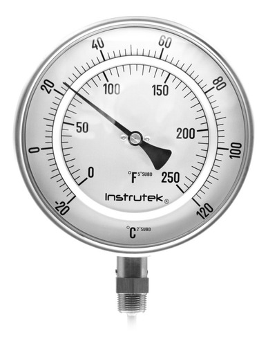 [6010006020120] Termómetro 6 pulgadas, inferior, 1/2" NPT, vástago 6", rango -20 a 120 C-F