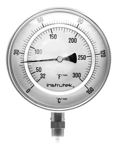 [601000600150] Termómetro 6 pulgadas, inferior, 1/2" NPT, vástago 6", rango 0 a 150 C-F