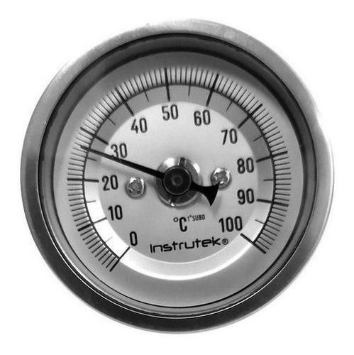 [201100250100] Termómetro 2 pulgadas, posterior, 1/4" NPT, vástago 2.5", rango 0 a 100 C-F