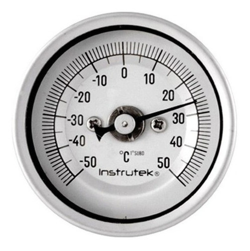 [201100605050] Termómetro 2 pulgadas, posterior, 1/4" NPT, vástago 6", rango -50 a 50 C-F