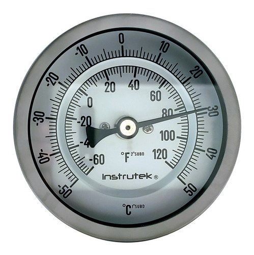 [301100405050] Termómetro 3 pulgadas, posterior, 1/2" NPT, vástago 4", rango -50 a 50 C-F