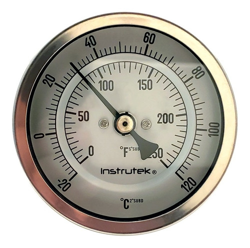 [3011006020120] Termómetro 3 pulgadas, posterior, 1/2" NPT, vástago 6", rango -20 a 120 C-F