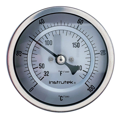 [301100600100] Termómetro 3 pulgadas, posterior, 1/2" NPT, vástago 6", rango 0 a 100 C-F
