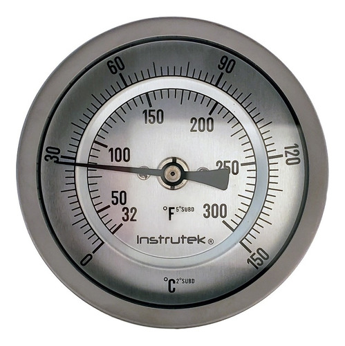 [301100900150] Termómetro 3 pulgadas, posterior, 1/2" NPT, vástago 9", rango 0 a 150 C-F