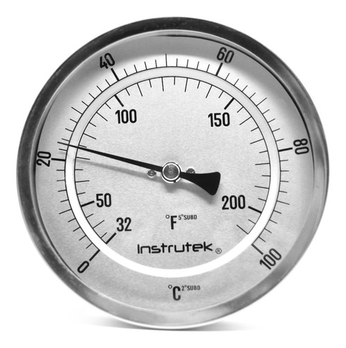 [501100600100] Termómetro 5 pulgadas, posterior, 1/2" NPT, vástago 6", rango 0 a 100 C-F
