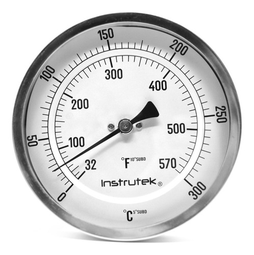 [601100600300] Termómetro 6 pulgadas, posterior, 1/2" NPT, vástago 6", rango 0 a 300 C-F