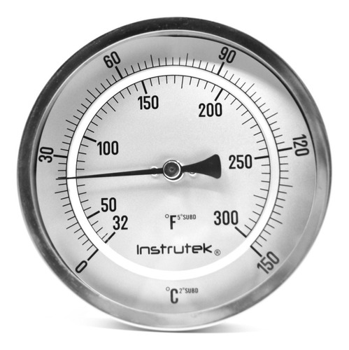 [601100900150] Termómetro 6 pulgadas, posterior, 1/2" NPT, vástago 9", rango 0 a 150 C-F