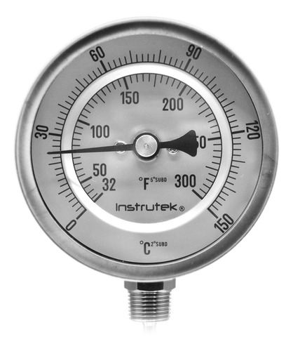 [301200600150] Termómetro 3 pulgadas, ángulo variable, conexión de 1/2" NPT, vástago 6", rango 0 a 150 C-F