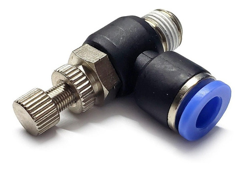 [NSE18N6MM] Regulador de flujo en codo, 1/8" NPT x 6 mm