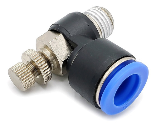 [NSE14N12MM] Regulador de flujo en codo, 1/4" NPT x 12 mm