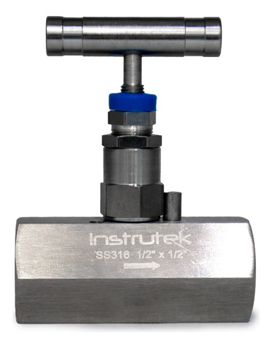 [400SS12FF12] Válvula de aguja, de acero inoxidable, conexión hembra-hembra de 1/2" NPT, presión máxima de 10,000 Psi.