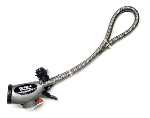 [MGMR134] Manguera trenzada en color gris con manómetro. Reutilizable para recarga de aire acondicionado. Para refrigerante R-134a.