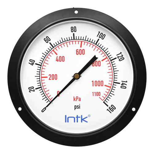 [INTK250110160] 10" Standard, dry, pressure gauge, black steel case, 1/2" NPT, back connection, 0 to 160 psi-kPa