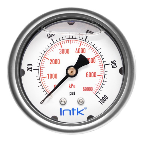 [INTK633101000] 2.5” Liquid filled (O.E.M.), pressure gauge, 1/4” NPT, back connection, 0 to 1000 psi-kPa