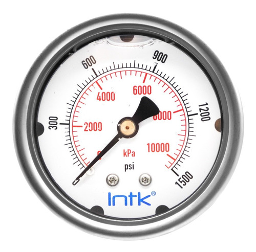 [INTK633101500] 2.5” Liquid filled (O.E.M.), pressure gauge, 1/4” NPT, back connection, 0 to 1500 psi-kPa